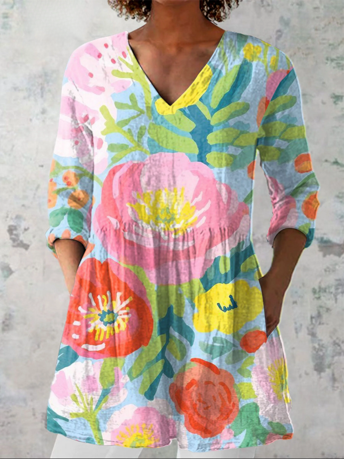 Henrietta | Lange Bluse mit V-Ausschnitt