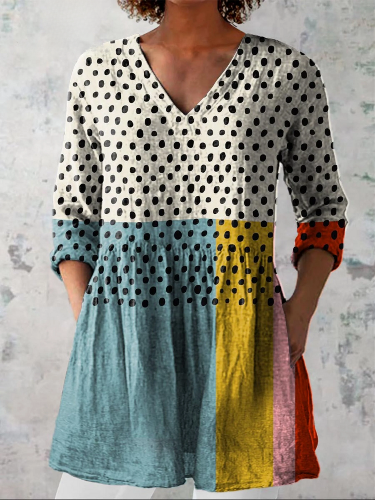 Evelyn | Lange Bluse mit V-Ausschnitt