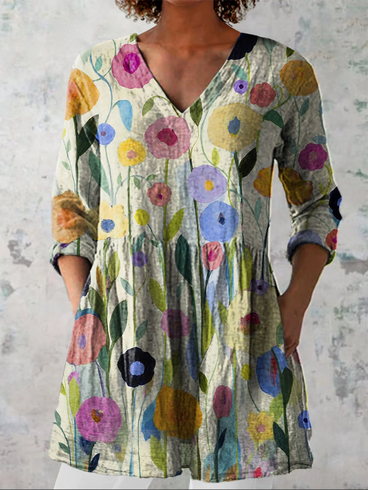 Ellen | Lange Bluse mit V-Ausschnitt
