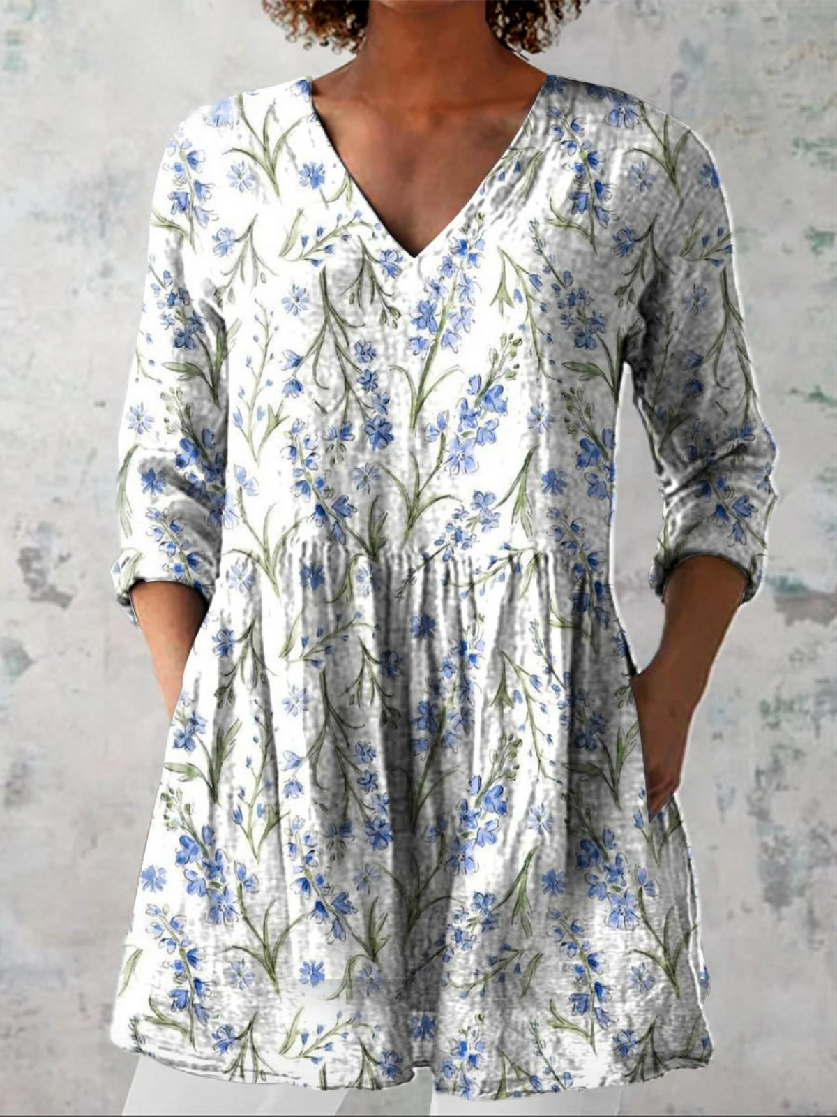 Karoline | Lange Bluse mit V-Ausschnitt