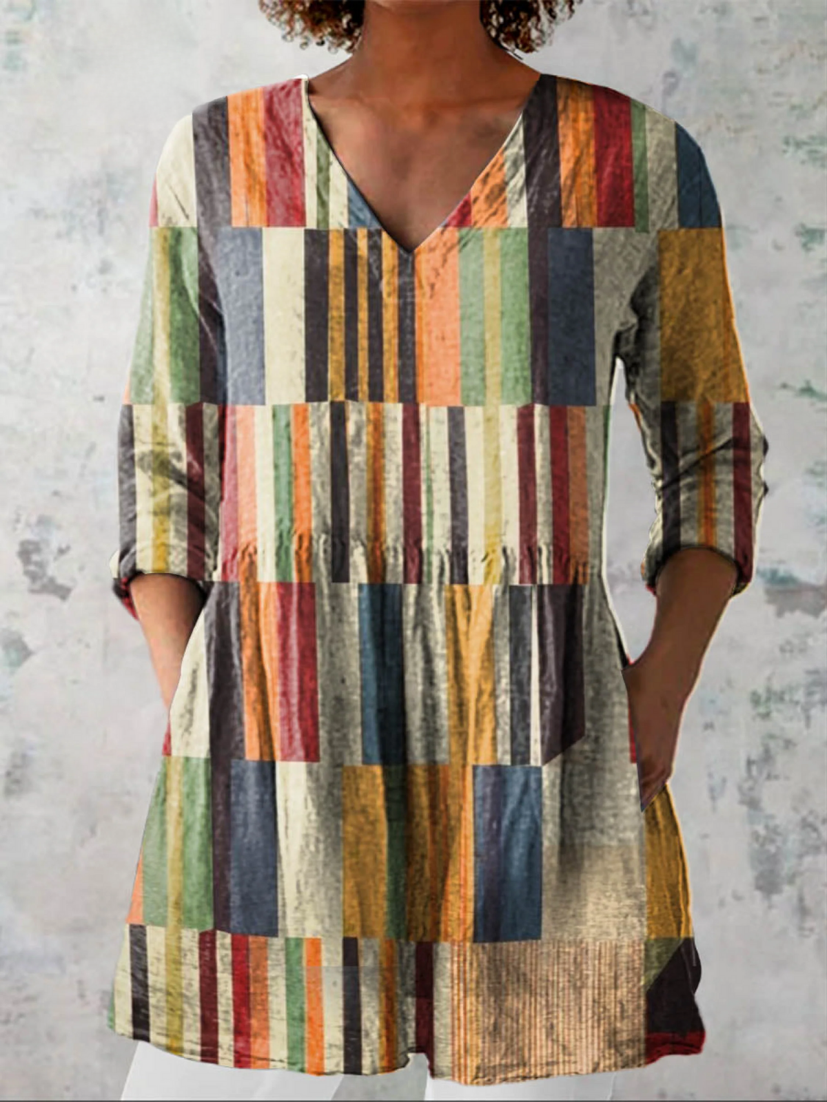 Mirjam | Lange Bluse mit V-Ausschnitt
