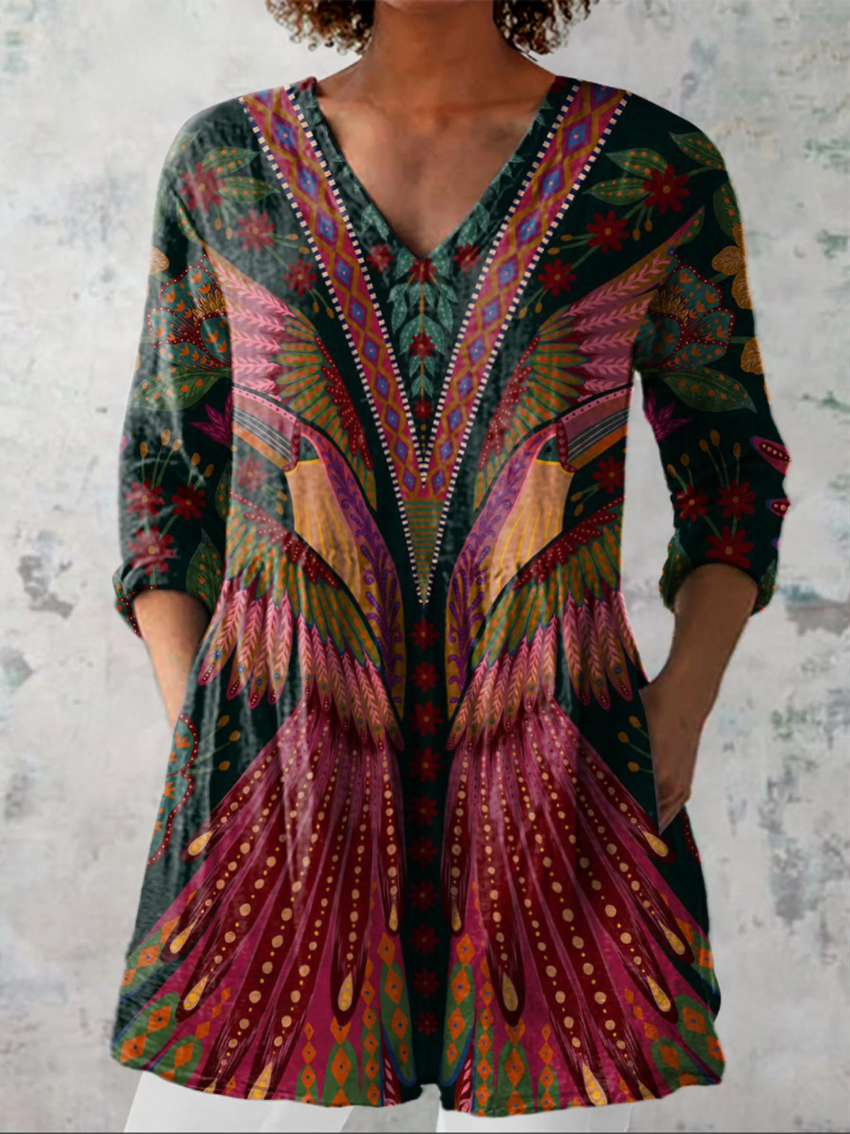 Lore | Lange Bluse mit V-Ausschnitt