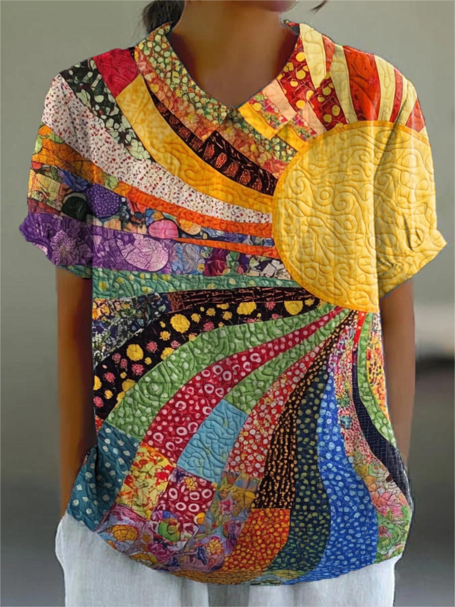Anna-Paula | Patchwork-Bluse im Sunburst-Design