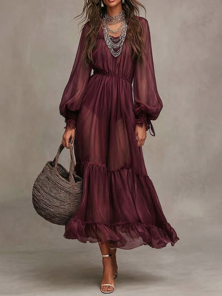Ella | Midikleid elegant mit V-Ausschnitt