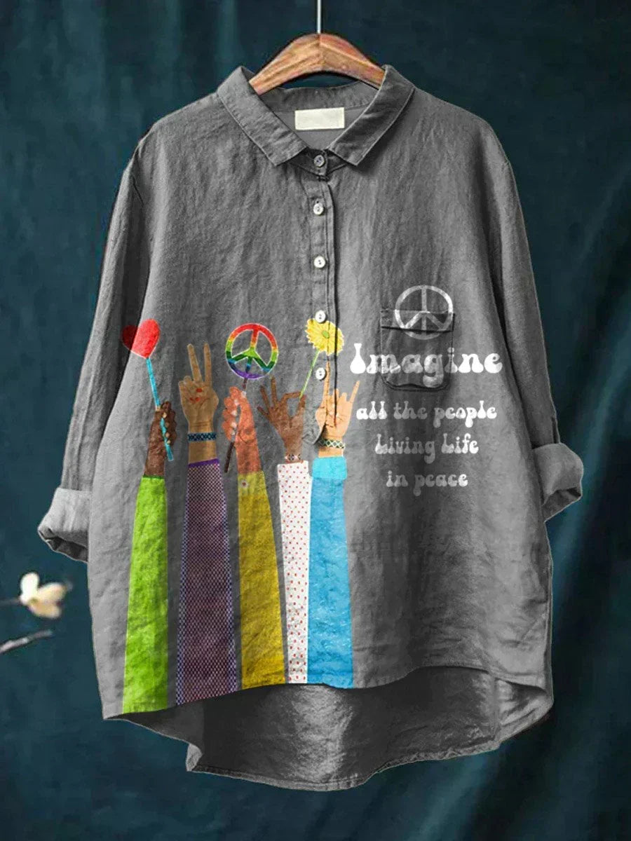 Paula | Damen-T-Shirt mit Boho-Friedensprint