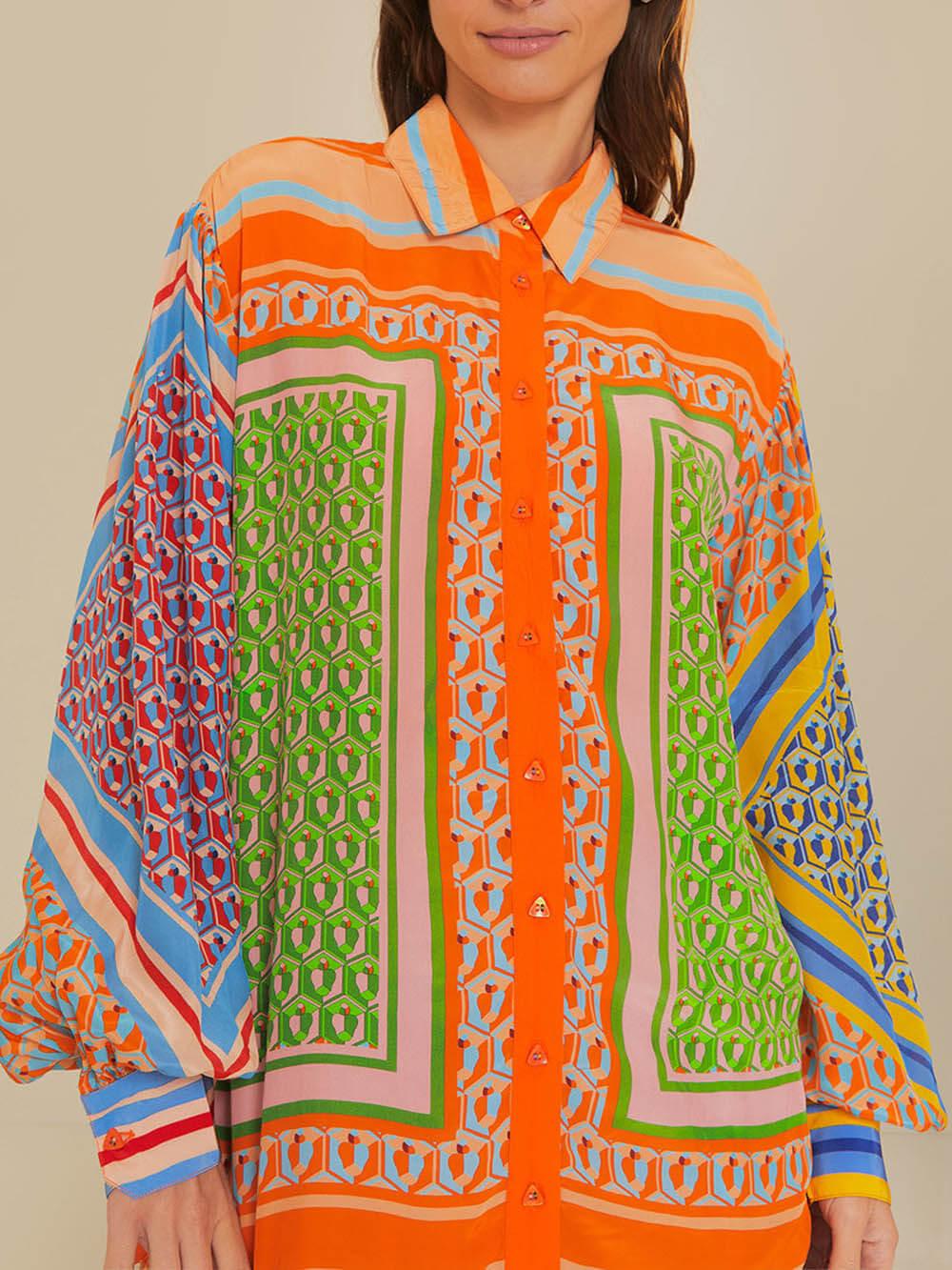 Anneliese | Einzigartige Bluse Colorata mit Look tropisch