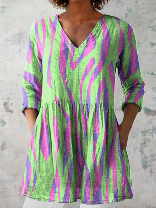 Wilhelmine | Lange Bluse mit V-Ausschnitt