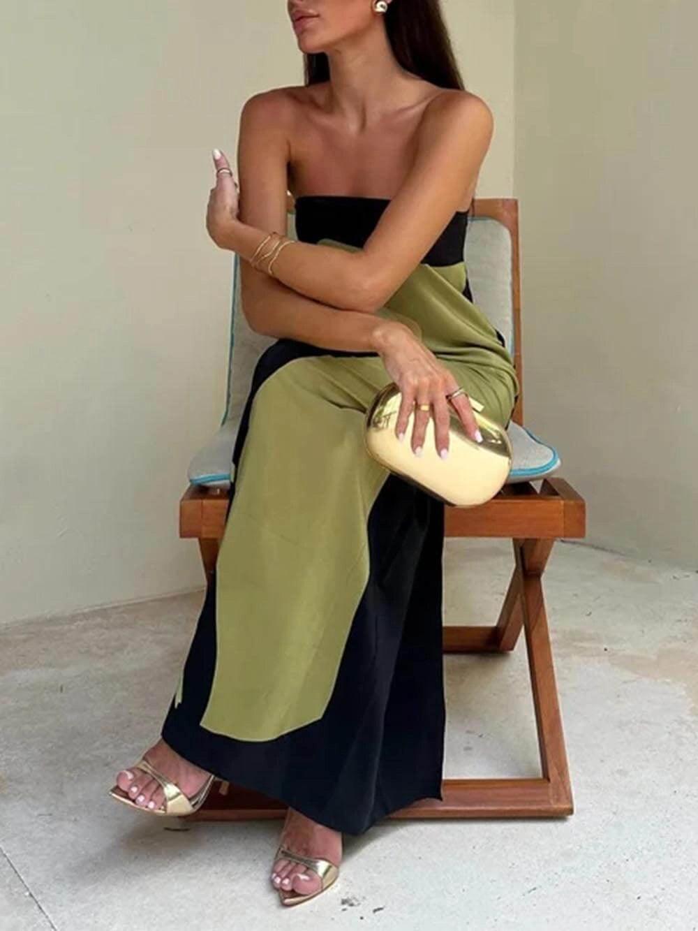 Ursula | Maxi-Abendkleid mit Print ärmellos aus Stil costiero