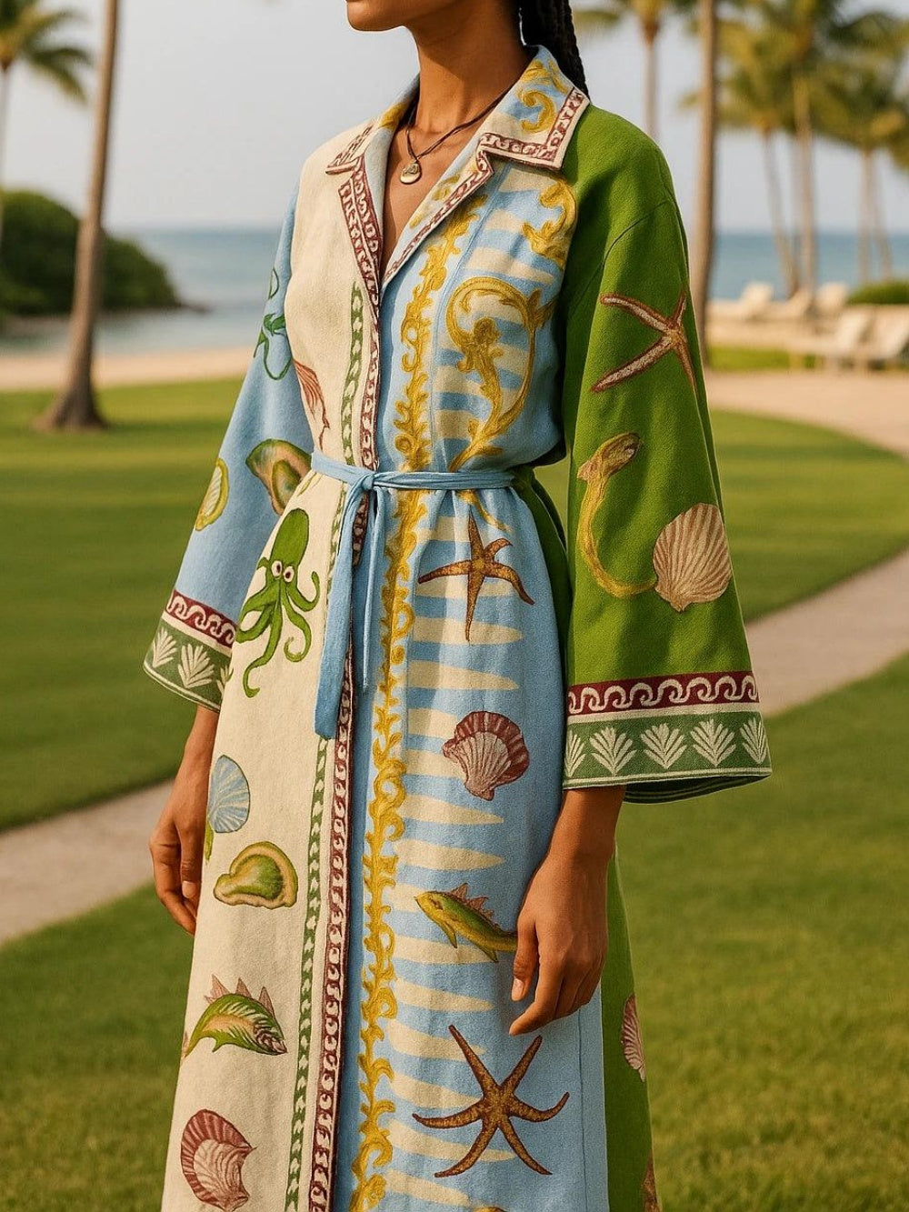 Renate | Midi-Hemdkleid mit Print mit Gürtel