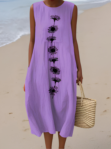 Jasmin | Midikleid mit violett Blüte