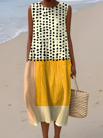 Rosalie | Midikleid im Colour-Block-Design mit Punkten