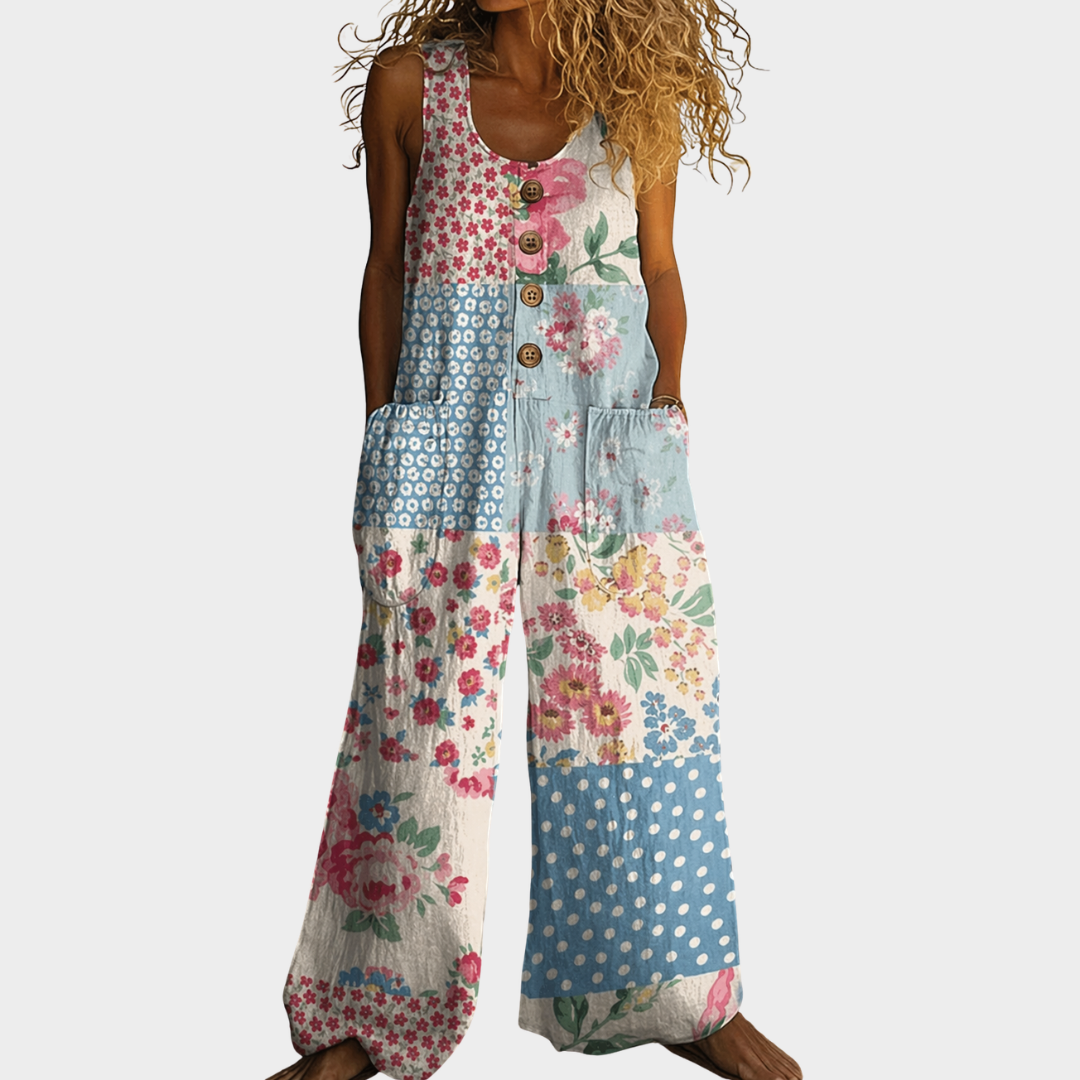 Heiderose | Fließender bedruckter Jumpsuit