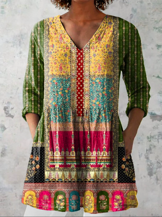 Wanda | Lange Bluse mit V-Ausschnitt