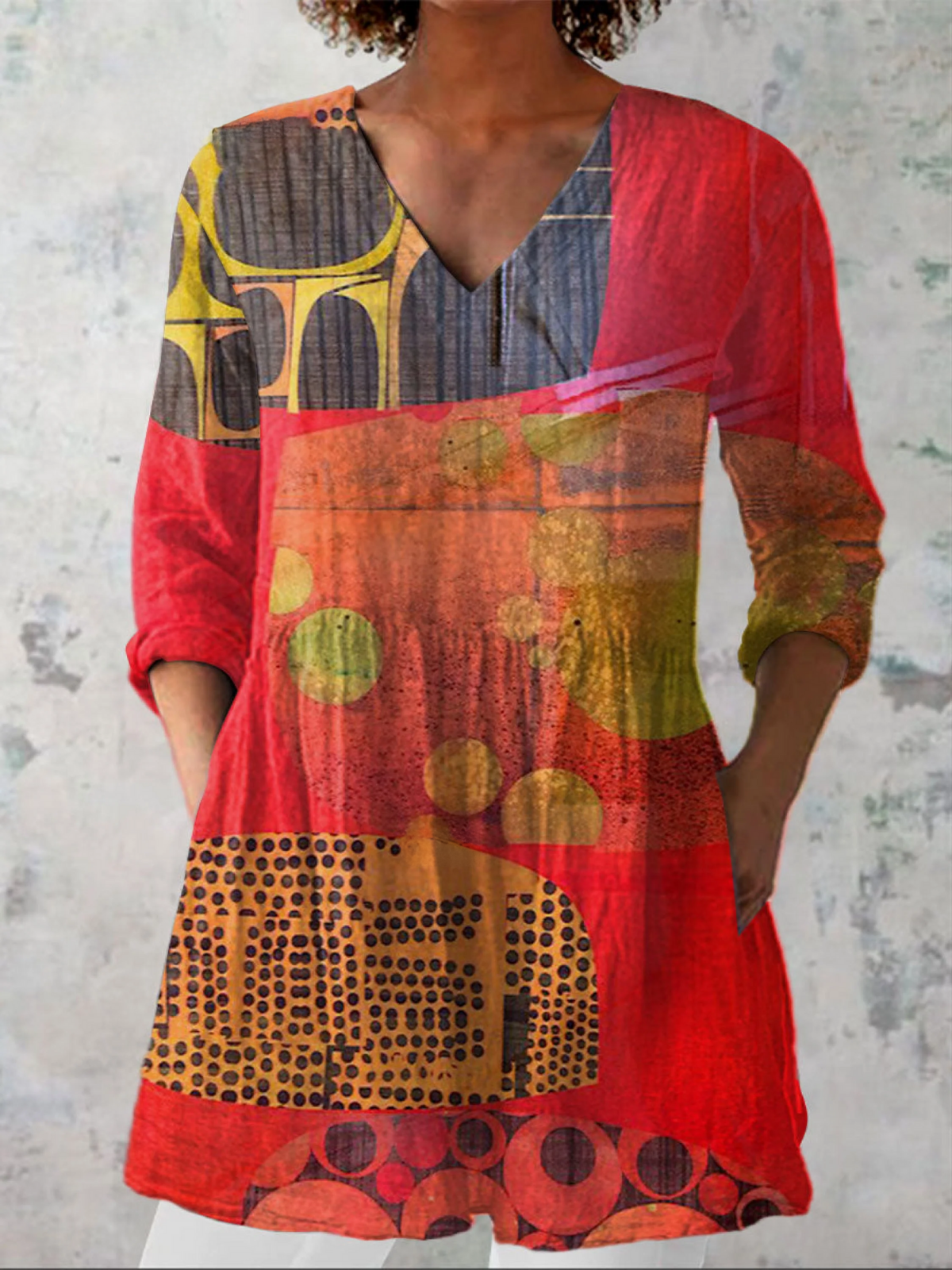 Marion | Lange Bluse mit V-Ausschnitt