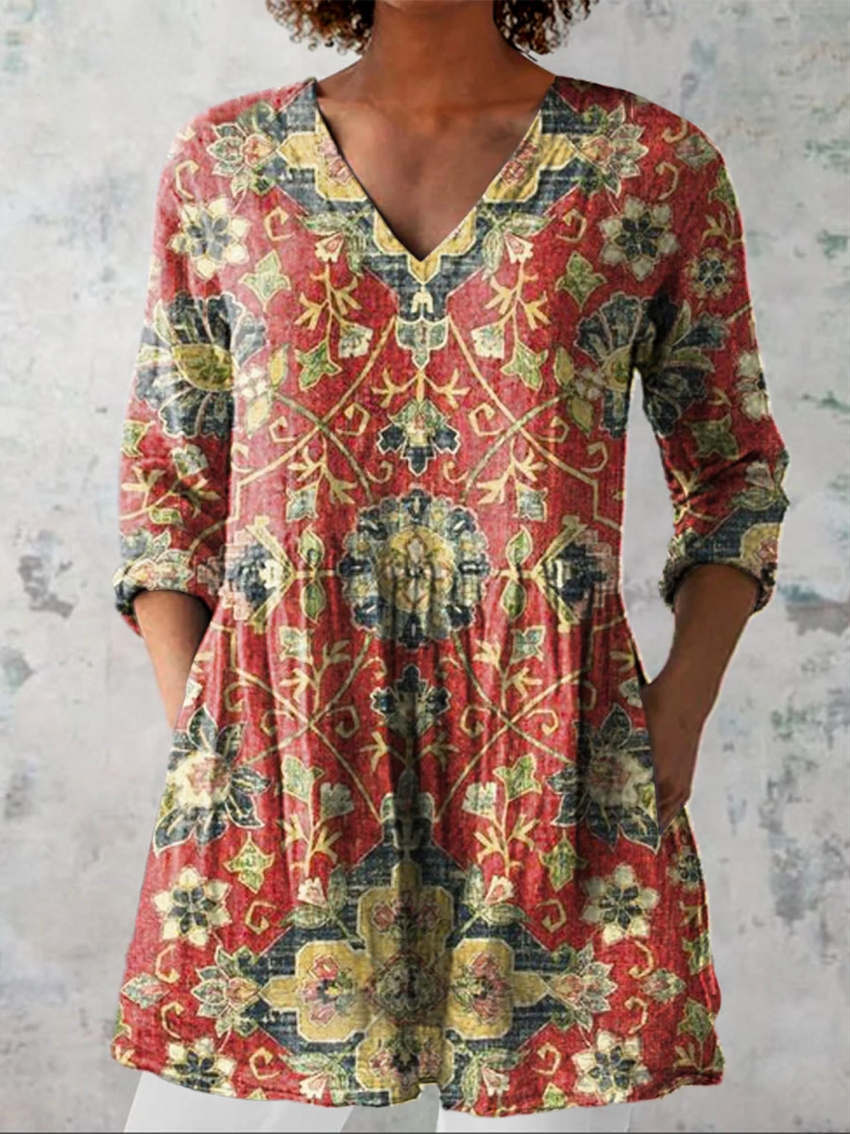 Traudel | Lange Bluse mit V-Ausschnitt