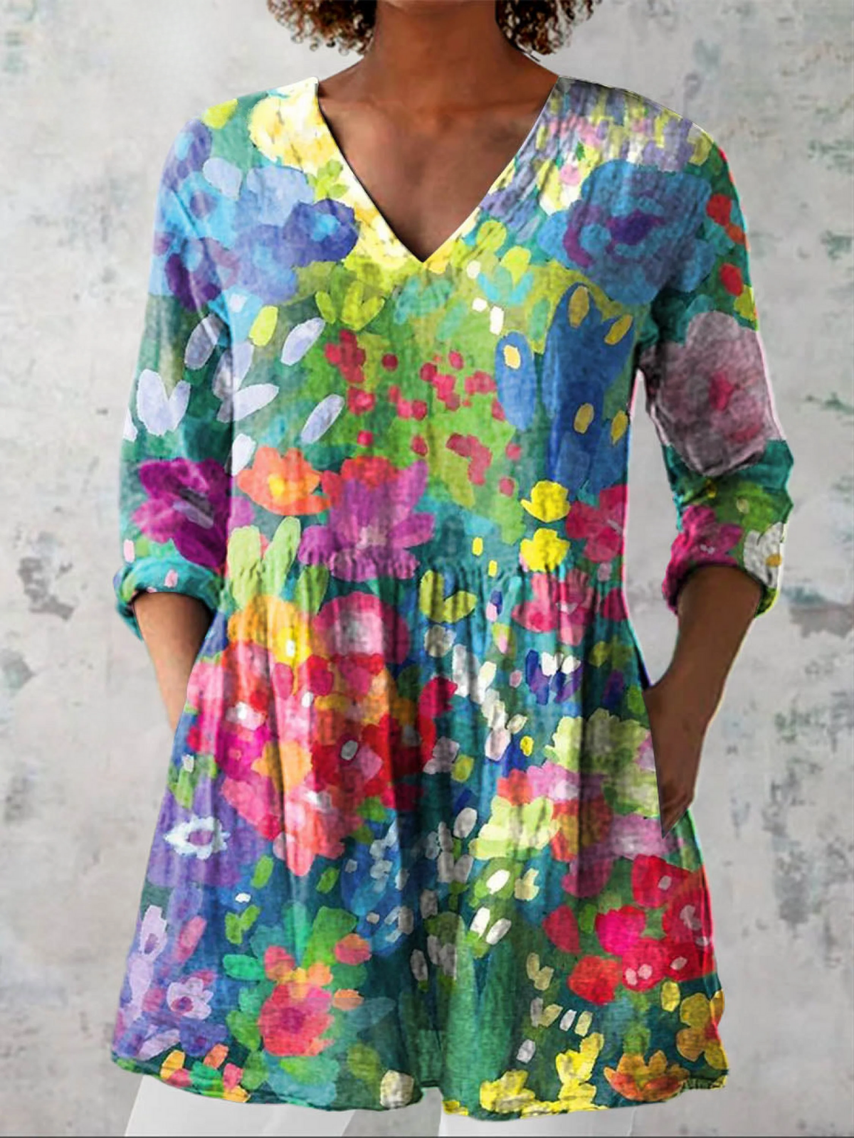 Madeleine | Lange Bluse mit V-Ausschnitt