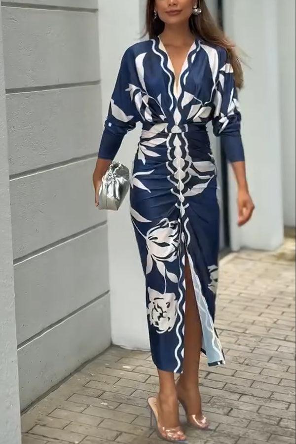 Monika | Midikleid mit Dolman mit Print einzigartig Sommersonne