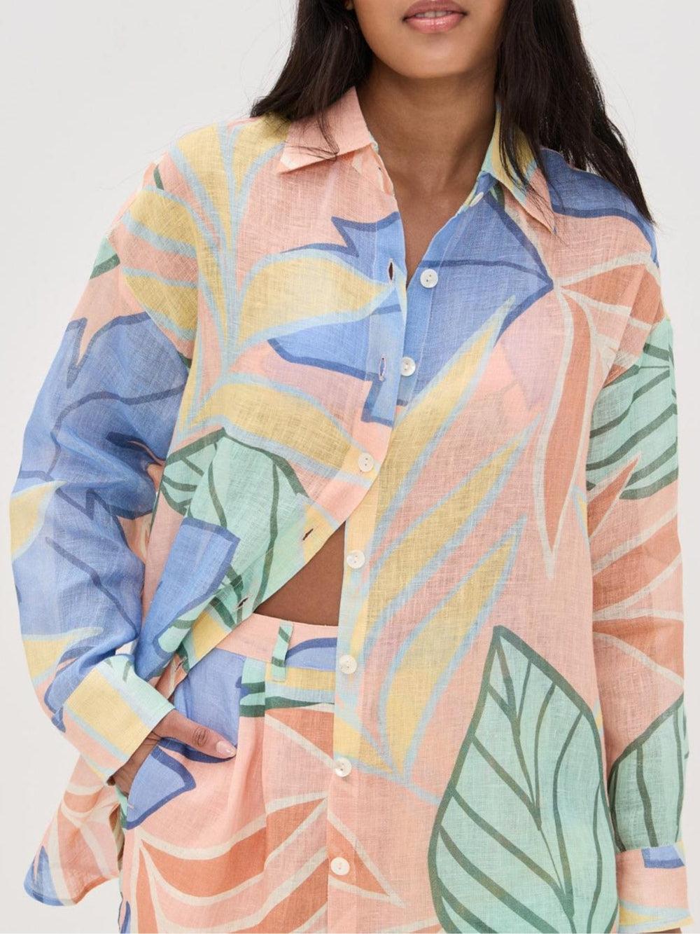 Karin | Kurzes Set mit Print Foglie tropisch