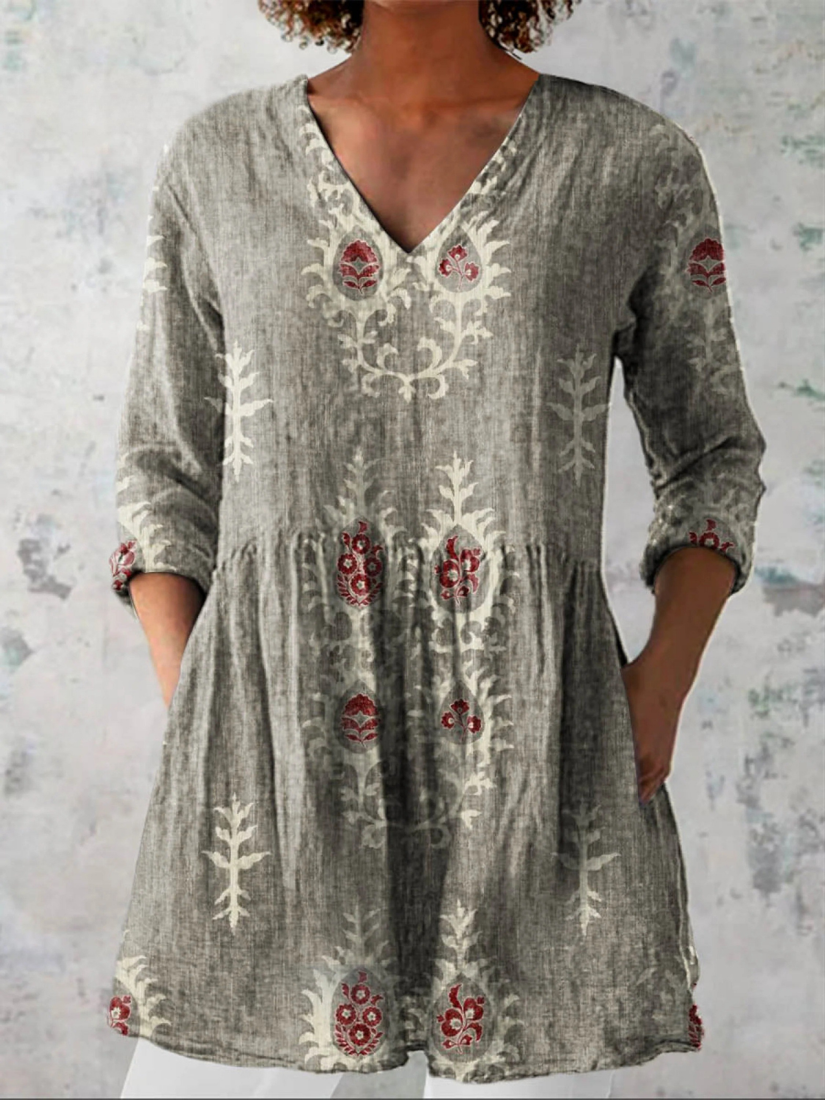 Frederike | Lange Bluse mit V-Ausschnitt