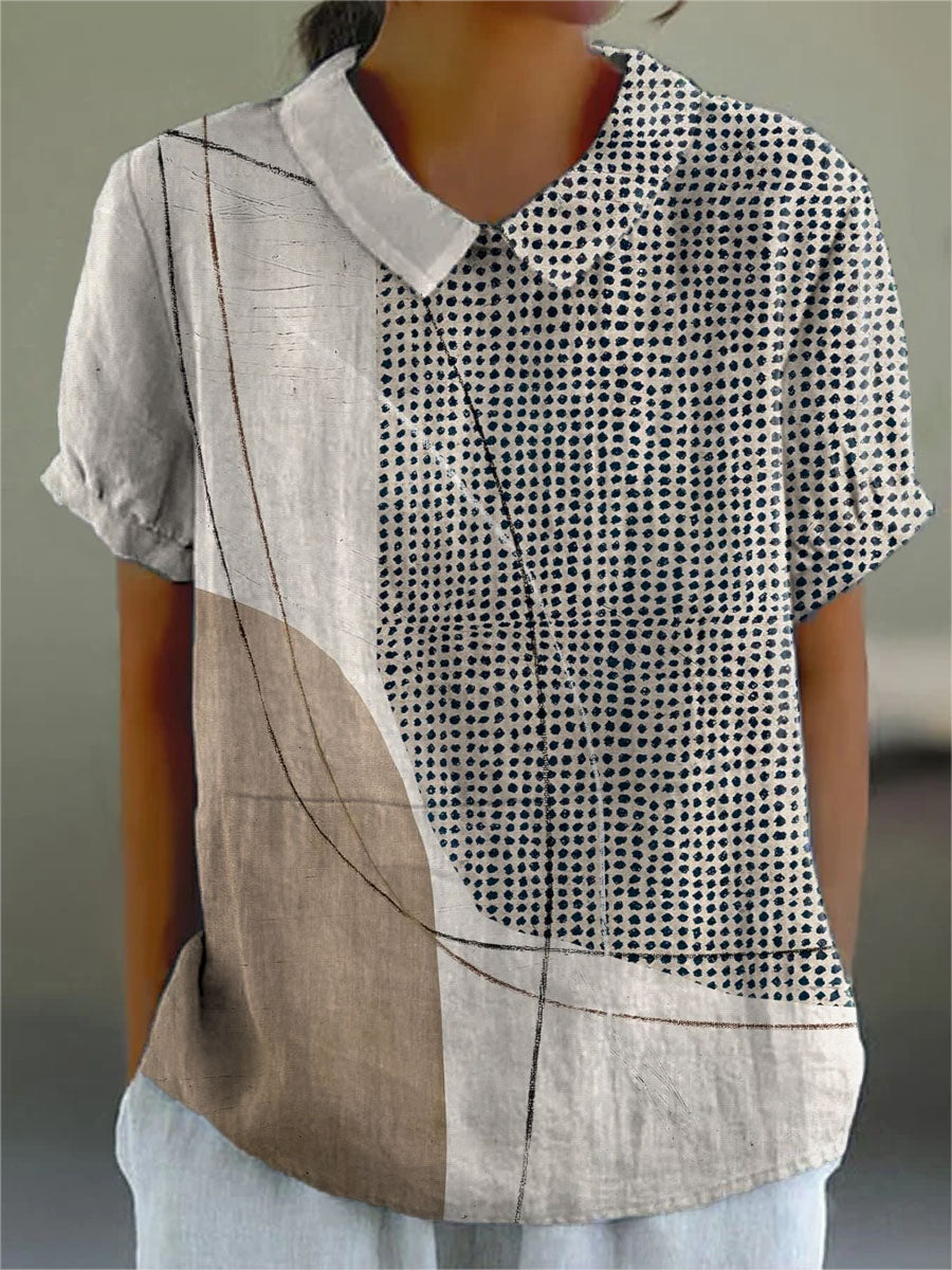 Solveig | Bluse mit Punkten und abstrakten Linien