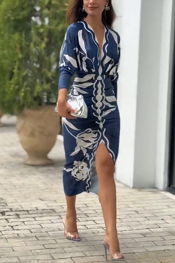Monika | Midikleid mit Dolman mit Print einzigartig Sommersonne