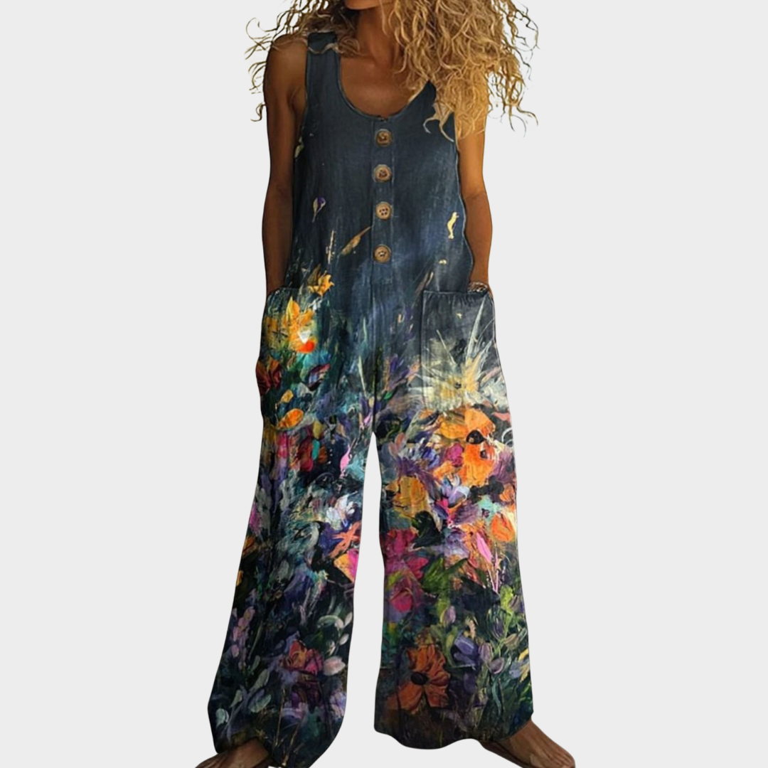 Wilhelmine | Fließender bedruckter Jumpsuit