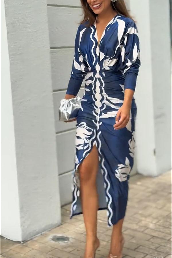 Monika | Midikleid mit Dolman mit Print einzigartig Sommersonne