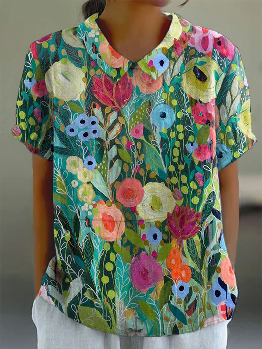 Xenia | Bluse mit Aquarell-Blumenmuster