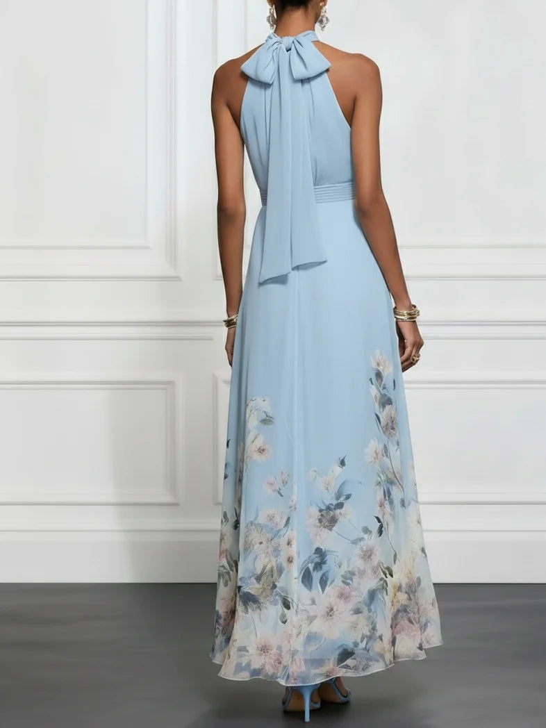 Anni | Maxikleid Chiffon mit Blumen blau
