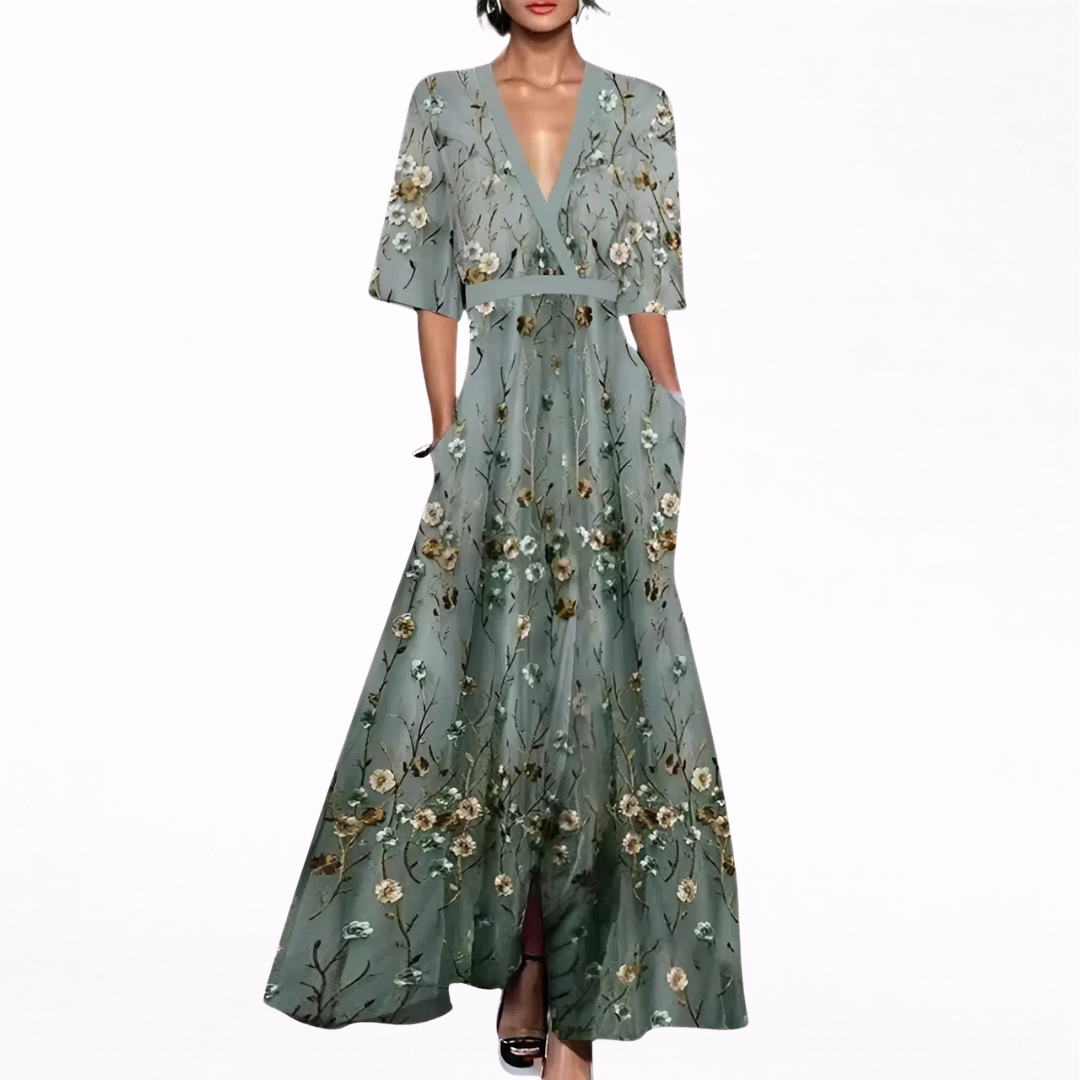 Irmgard | Elegantes langes Kleid mit Blumen