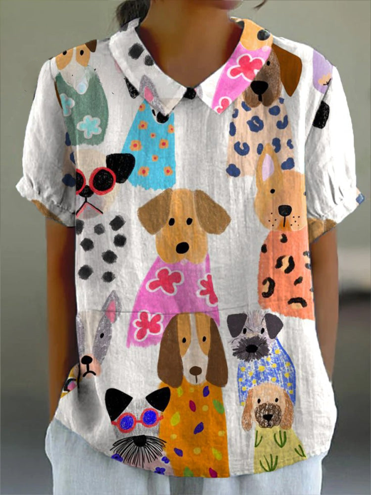 Valeska | Bluse mit Hundeprint