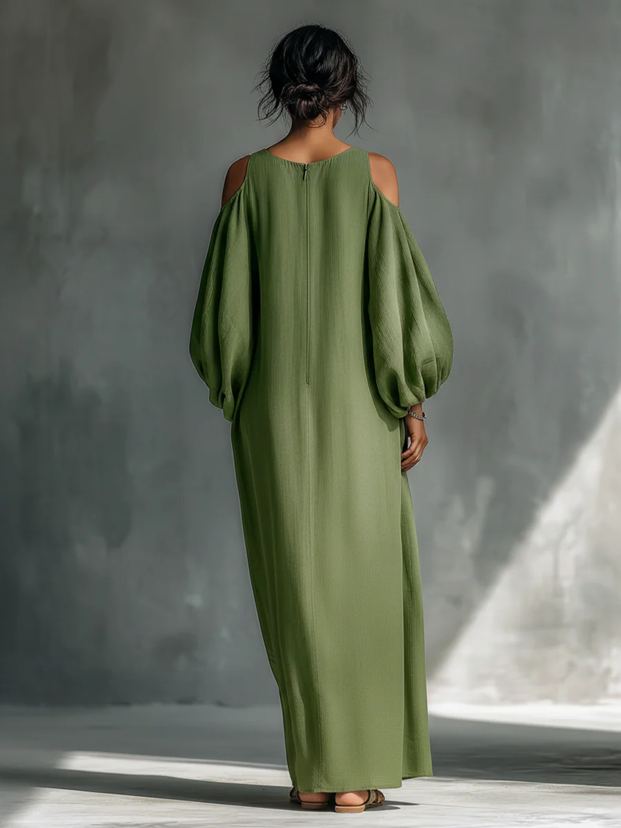 Viktoria | Maxikleid mit Puffärmeln grün