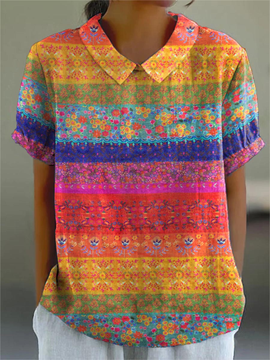 Kiana | Gestreifte Bluse mit Blumenmuster