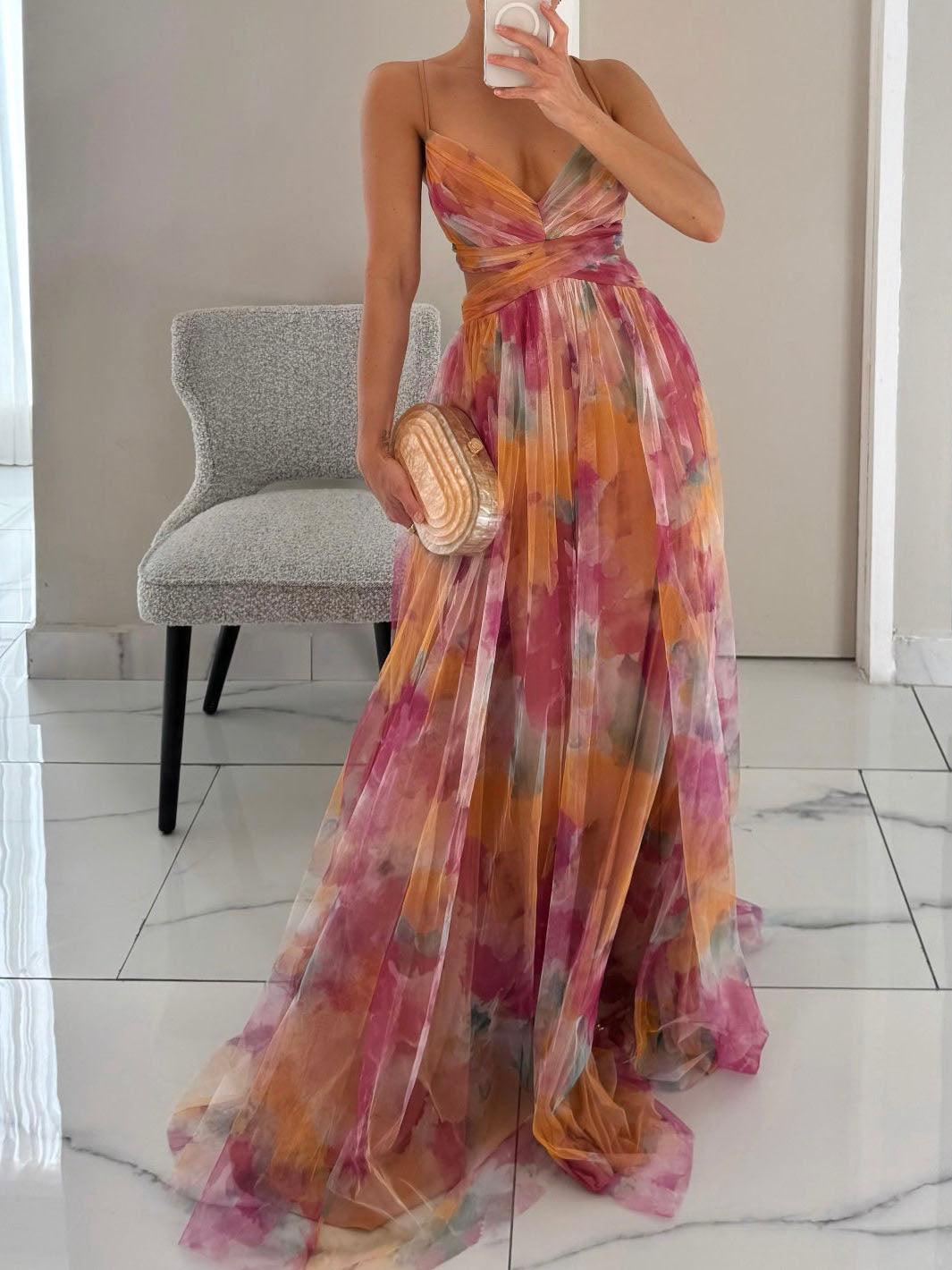 Antonia | Maxikleid Blumenprint mit V-Ausschnitt